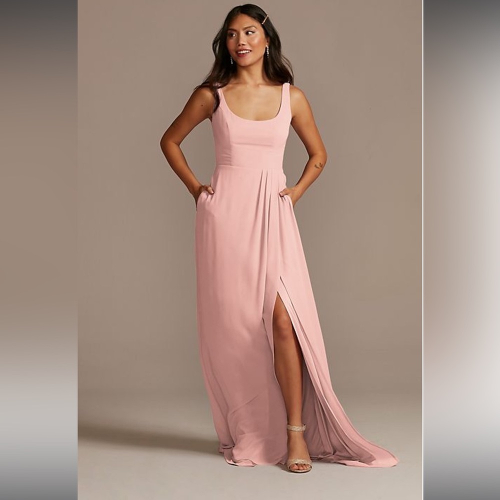 chiffon tank scoop neck bridesmaid dress